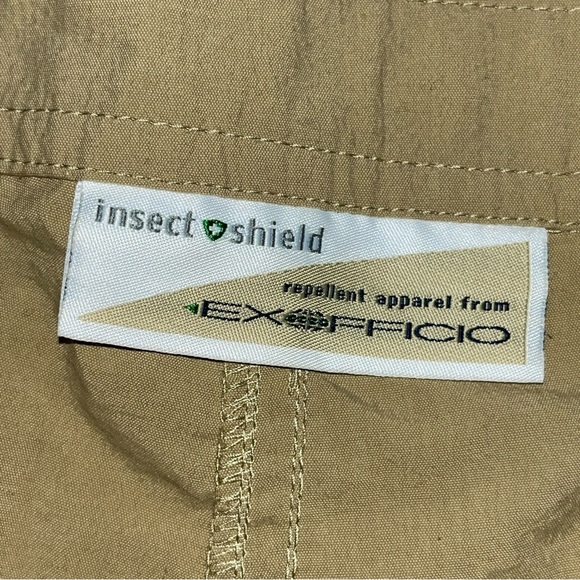 ExOfficio TAN PANTS womens XL 18 Insect Shield Zip Off Leg STRETCHY waist cargo - Picture 10 of 16